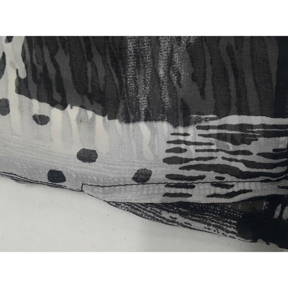 Seasuns Blouse Top Sheer Black White Sz S Long Sleeve Button Front Color block - Picture 10 of 11